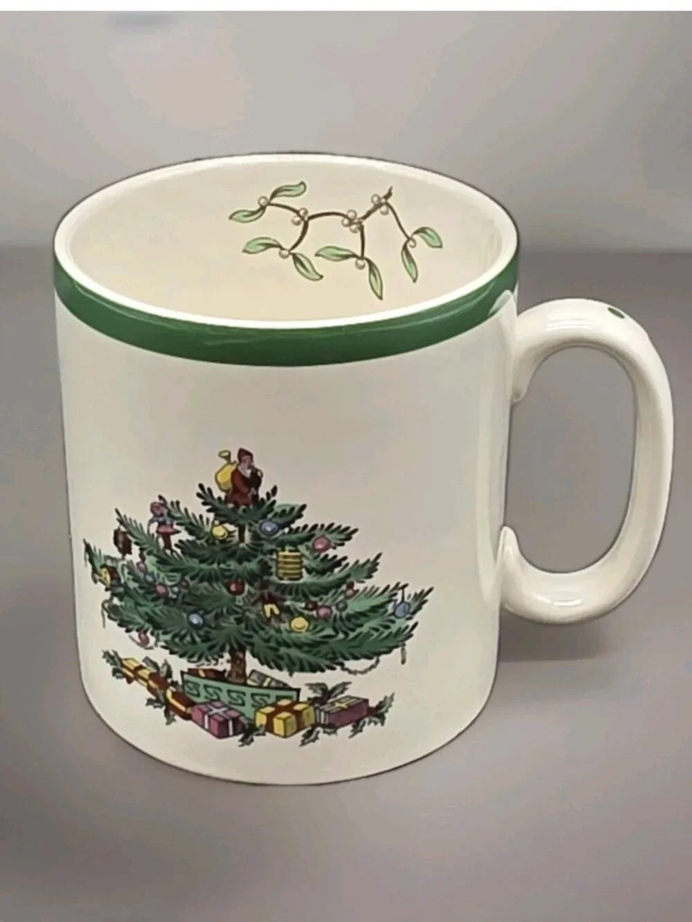 Vintage Spode Christmas Tree Mug Coffee Cup From England Santa Claus Porcelain